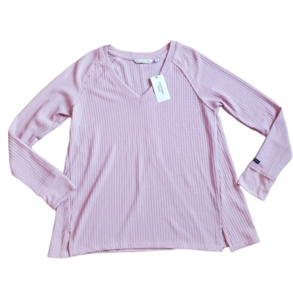 NWT Calvin Klein Pink Waffle Knit Thermal Top
